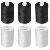 Resim 2 Adet 500m El ve Makine için Güçlü ve Dayanıklı Siyah Beyaz Polyester Dikiş İpliği, Dikiş Makarası 
