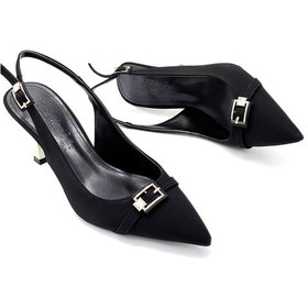 Resim Kindep Areka Burnu Kapalı Topuklu Kadın Ayakkabı Siyah Siyah 