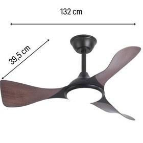 Resim Huzur Elektrik Kumandalı 3 Kanatlı Ledli Tavan Vantilatörü Ahşap Renk Ct-3002 