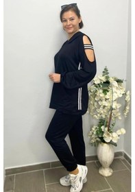 Resim Mia Butik Kadın Siyah Kol Detaylı Eşortman Takım Siyah 