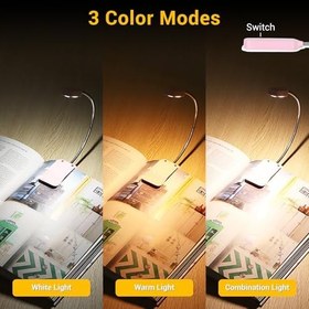 Resim Kitap Işığı, Okuma Işığı 2'li Paket, Şarj Edilebilir Kitap Işığı, 3 Renk ve Kademesiz Karartma ve 360 ° Esnek Boyun, Hafif Kitap Işık Klipsi, Kitap Severler Hediyeler 