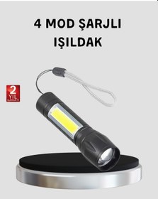Resim Ultra Dayanıklı 4 Mod Şarjlı Işıldak Suya Ve Darbeye Dayanıklı 100.000 Saat Led Ömrü Çok Renkli 