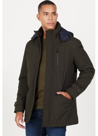 Resim Ac&Co / Altınyıldız Classics Erkek Standart Fit Normal Kesim Kapüşonlu Soğuk Geçirmez Kışlık Kaban Haki 