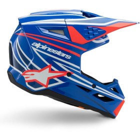 Resim Alpinestars SM3 Youth Wurx Off-Road Çocuk Genç Motosiklet Kaskı Mavi Beyaz Kırmızı 