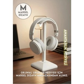 Resim Marsel Dizayn Dekoratif Gamer Kulaklık Standı - Kulaklık Tutucu - Beyaz - Kış Temalı Anahtarlık Hediyeli - 24 cm 