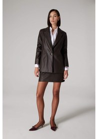 Resim DeFacto x Sorbe A Kesim Yüksek Bel Suni Deri Mini Etek D9717AX24AUBN225 Kahve 