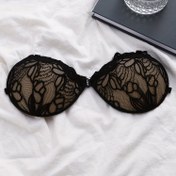 Resim Kadınlar için Siyah Çiçek Desenli Dantel Kablosuz Push-Up Sırtı Açık Bralettes Çifti - Ayarlanabilir Askılar ile Şık File Tasarımı, Günlük veya İntim Durumlar için Mükemmel, İç Giyim 