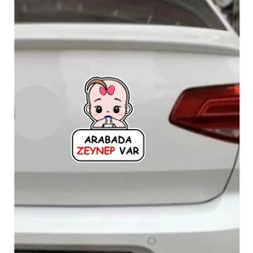 Resim Sticker Dizayn Kişiye Özel Arabada Bebek Var Sticker - Araba Oto Araç Sticker - 00308 