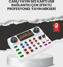 Resim Çok Efektli Canlı Yayın Ses Mikseri USB ve Kablosuz Uyumlu 