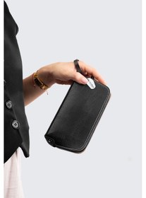 Resim Westbag Unisex Hakiki Dana Derisi Bileklikli El Tutmalı Clutch Çanta Siyah 