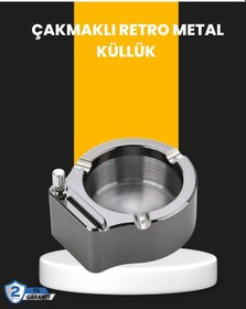 Resim Yuvarlak Çakmaklı Küllük Dayanıklı Metal Yapı 
