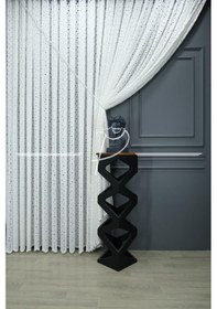 Resim Tül Perde Yırtmaç Desen Ultra Gramajlı Perde Ekru 