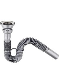Resim ŞENEL Yapı Market Metal Ağızlı Körüklü Lavabo Mutfak Sifonu Lavabo Gider Borusu Gri 