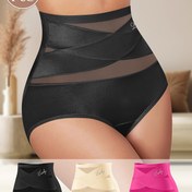 Resim 3'lü MIOTAN Yüksek Bel Karın Kontrolü Kadın Külotları - Nefes Alabilen File, Kalça Kaldırma & Dikişsiz Uyum için Çapraz Sıkıştırma Tasarımı, Polyester & Elastan Karışımı, Şık Düz Renkler (Siyah, Pembe, Bej) 