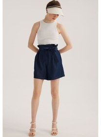Resim Stella Pulvis Mavi Beli Lastikli Yüksek Bel Kot Şort Mavi 