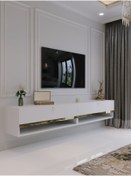 Resim Myniture Home & Living Duvara Monte Tv Sehpası Beyaz Gold Q6301-1 