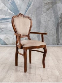 Resim Versailes Kolçaklı Oymalı Klasik Ahşap Sandalye Ceviz 