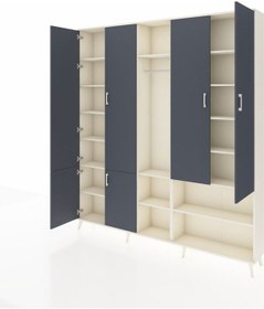 Resim Arges Dolap 15 Raflı 5 Kapaklı Tek Askılı 220x30x243 Aytaşı-antrasit/aytaşı Antrasıt/aytası 