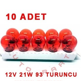 Resim SKAUTO 12V 93 Py21W Turuncu Sinyal Ampul Yakın Tırnak Bau15S 10 Adet 