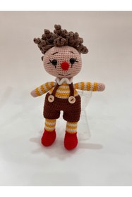 Resim TOIVOS El Yapımı Organik Pamuk Amigurumi Palyaço Bebek | 27 cm 