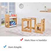Resim Minera 4-6 Yaş Martı Model Çocuk Çalışma Oyun Masa Sandalye ve Kitaplık Seti 