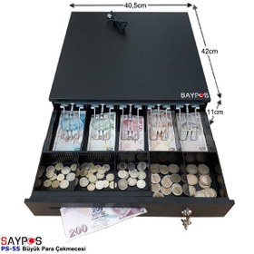 Resim 5 Geniş Banknot Gözlü Anahtardan Ve Yazarkasa Postan Açılır Büyük Para Çekmecesi 40,5x42x11cm 