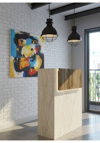 Resim Resital Ledli Karşılama Bankosu G-90 Cm Ofis Kasa Resepsiyon Masası Banko-003-8-2 