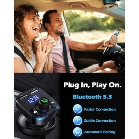 Resim Cekar Store X8 Bluetooth Araç Kiti | Fm Transmitter & Çift USB Şarj Cihazı | Kablosuz Müzik 