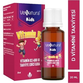 Resim Venatura Unisex Kids Vitamin D3 400 Iu Takviye Edici Gıda 20 ML 