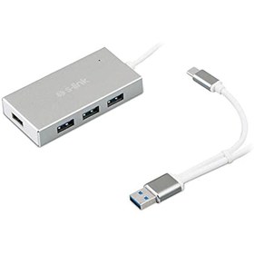 Resim Genel Markalar Sw-u320 Usb 3.1 Type C- Usb To 4 Port Usb 3.0 Gri Aluminyum Usb Çoklayıcı Hub 