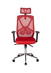 Resim Ofisbazaar Dolphin Siyah Fileli Yönetici Koltuğu Ergonomik Başlıklı Ofis Koltuğu Kırmızı Kırmızı 