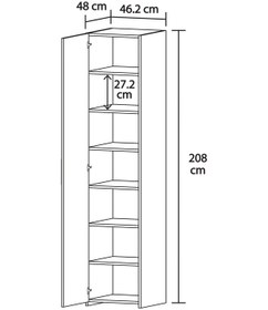 Resim Retro-1 Çok Amaçlı 7 Raflı Tek Kapaklı Gardırop Beyaz Beyaz 