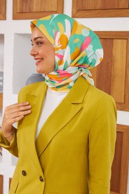 Resim Nature Pearl Soft Eşarp Yeşil Turuncu 