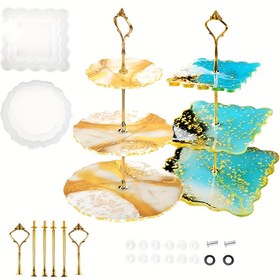 Resim 3-Kat Reçine Kalıp, Reçine Depolama Rafı Kalıp, Epoxy Reçine Katmanlı Tepsisi Kalıp, Reçine Silikon Dökme Kalıp, Donanım Aksesuarları ile, Kağıt Bardak Servis Standları Yapımı İçin. 