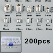 Resim 100/200 Adet/Dosya DIN916 Altıgen İçli Soket Başlı Vidalama, 304 Paslanmaz Çelik Set M3/M4/M5/M6/M8 Paslanmaz Çelik Sınıf 12.9 Kiti 