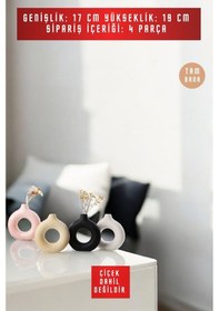 Resim Beyaz Dekoratif Vazo Seti Obje Ev Dekorasyon Masa Üstü Dekor Vazo Seti Model 23 Açık Pembe Cappucino Siyah Beyaz Açık Pembe Cappucino Siyah Beyaz 