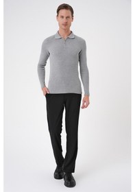 Resim Efor Tr 878 Triko Slim Fit Gri Basic Gri 