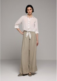 Resim Colin's Colins Fashion Fit Shirt Neck Düz Kadın Beyaz Roll-up Gömlek Cl1081150 Q1.v1 Wht 