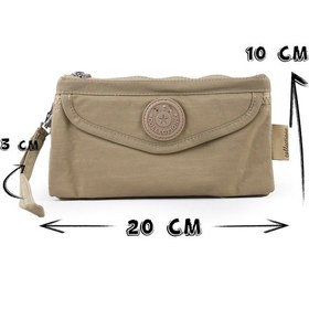Resim Krinkıl / Klinkır Su Geçirmez 4 Fermuar Patlı Omuz Askılı Telefon Taşıma El Çantası Cüzdan 1115f Camel 