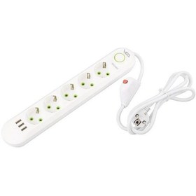 Resim Vea Va-21562 Beyaz Akım Korumalı Grup Priz 5'li 3 Usb Girişli 1.5 Metre Anahtarlı 