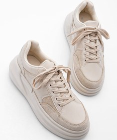 Resim Marjin Kadın Sneaker Yüksek Taban Spor Ayakkabı Bağcıklı Balbasi bej 