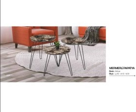 Resim Bengi Zigon OSM PAPATYA Model Metal Siyah V Ayak Ahşap mermer Tabla El Yapım 