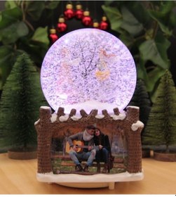Resim Kişiye Özel Fotoğraf Çerçeveli Romantik Aşıklar Sevgiliye Hediye Kar Küresi 