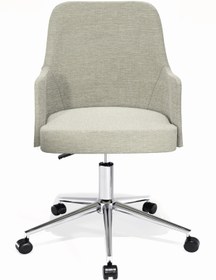 Resim HAUSEBOX Louis Silinebilir Keten Kumaş - Ofis Çalışma Koltuğu & Sandalyesi (KREM/KROM METAL AYAK) 