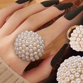 Resim Bir adet Abartılı Çiçek Açık Yüzük, Vintage ve Şık Tarz, Moda Aksesuarı, Kadınlar İçin Sahte Mücevher, Ayarlanabilir Parmak Yüzüğü, Düğün ve Doğum Günü Hediyeleri İçin İdeal 