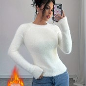 Resim Kadın Yumuşak Nane Yeşili Kazak - Sonbahar/Kış için Rahat Uzun Kollu Yuvarlak Yaka Kazak, Günlük ve Ofis Giyimi, Şık Günlük Stil, Konforlu Kesim 