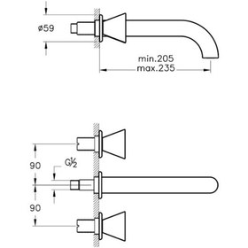 Resim Vitra Liquid A42689 Ankastre Uzun Lavabo Bataryası Krom 