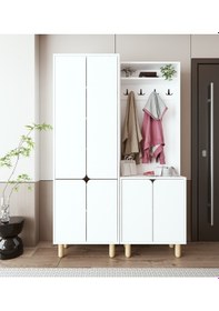 Resim Padova Portmanto Vestiyer Ayakkabılık 6 Kapaklı 4 Askılı Beyaz 