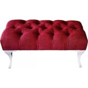 Resim İndirim Çadırı Bordo Vinda Kapitoneli Kapıönü Ayak Ucu Bench Puf 75 cm 
