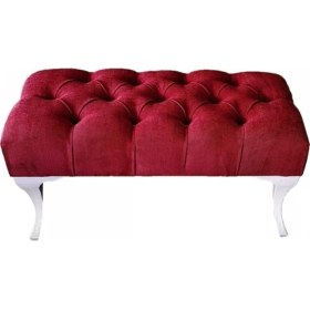 Resim İndirim Çadırı Bordo Vinda Kapitoneli Kapıönü Ayak Ucu Bench Puf 75 cm 